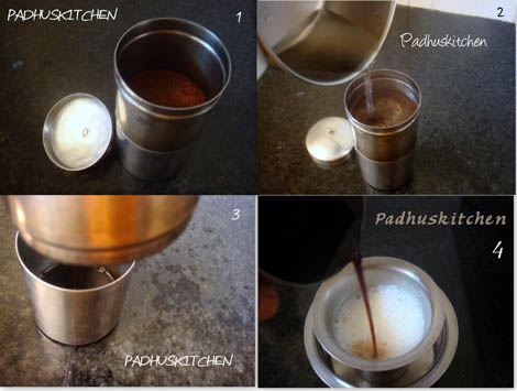Recipe to make filter kaapi : How to make South Indian filter coffee