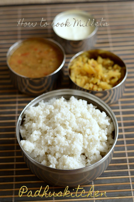 How To Cook Millets Varagu Arisi Saamai Thinai Kuthiravaali Healthy Lunch Menu Indian Padhuskitchen
