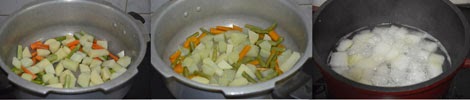cooking vegetables for aviyal