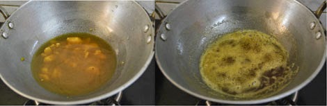 preparation -jaggery syrup for kolukattai stuffing 