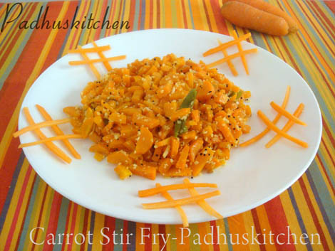 Carrot Poriyal-Carrot Stir fry-Carrot Sabzi