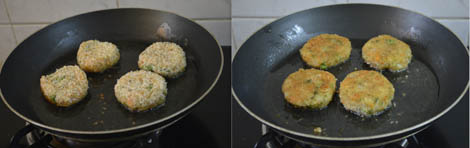 shallow frying the cutlets