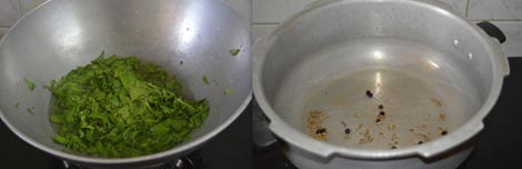 preparing palak khichdi 