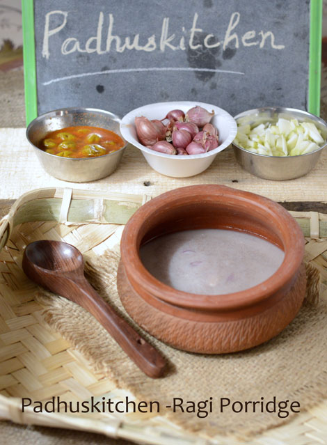 Keppai Koozh-Ragi Porridge with buttermilk