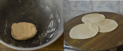 phulka dough and rolled out phulkas