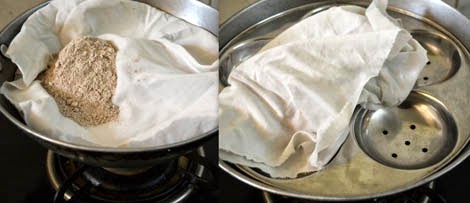 steaming ragi flour