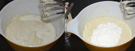 adding milk to the cupcake batter