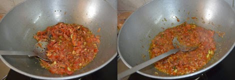 frying tomatoes for chole 