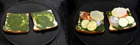 how to make vegetable sandwich toast with green chutney