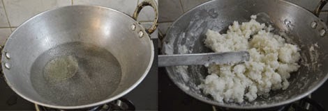preparation of rice flour dough for making kolukattai 