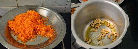 preparation for carrot halwa