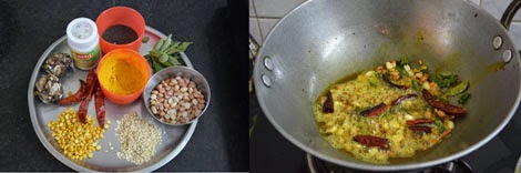 Ingredients needed for tamarind rice/puliyodharai