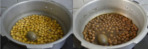 pressure cooked channa with tea bags 