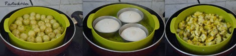 steamed gooseberries, idli, plantain