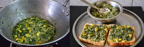 how to make spinach corn sandwich