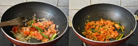 cooking tomatoes for dal khichdi