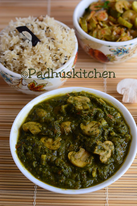 Palak Mushroom-Spinach Mushroom Gravy