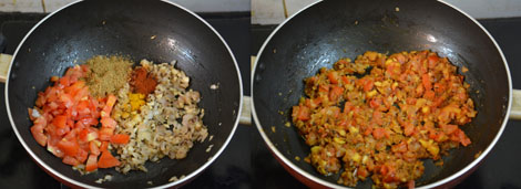 cooking tomatoes for palak mushroom