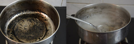 cleaning burnt pots and pans with baking soda 