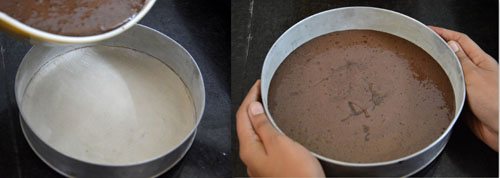 batter transferred to a baking pan 