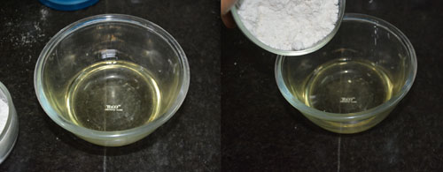 mixing sugar with oil 