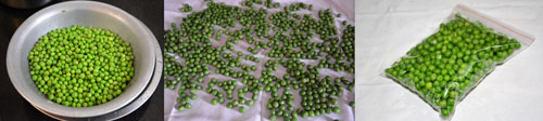 freeze peas in ziplock bags 
