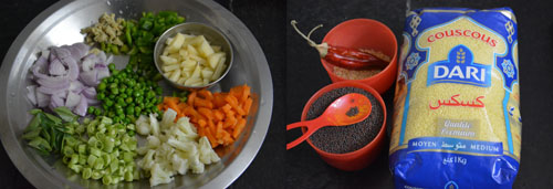 ingredients for couscous upma 