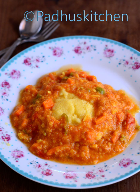 Polenta with Lentils-Indian style 