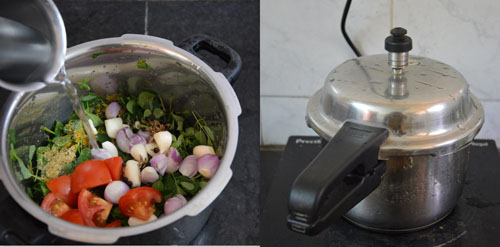 murungai keerai soup in pressure cooker 