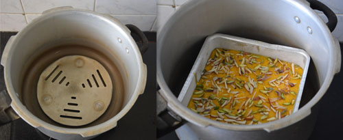 mango sooji cake in cooker 