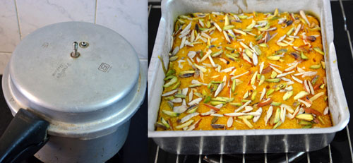 mango rava cake in cooker 