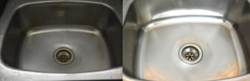 kitchen sink before and after cleaning