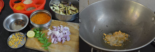 ingredients for vangi bhath-brinjal rice Karnataka style 
