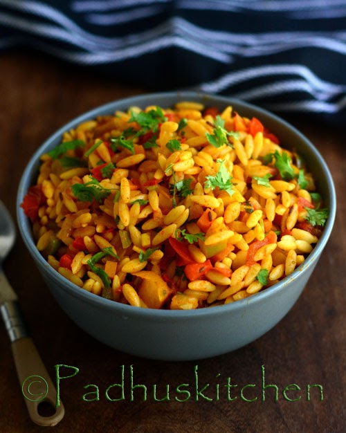 Orzo Tomato Pasta with Peppers-Indian style 