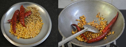 preparation of spice powder for vazhaikai podi